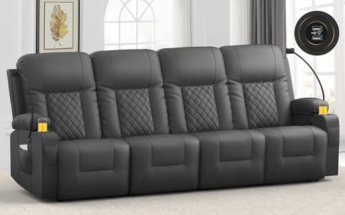 YONISEE 4 Seat Recliner Sofa, Manual Reclining Sofa Couch by ADDEASETOYOURDAYALLINYONISEE