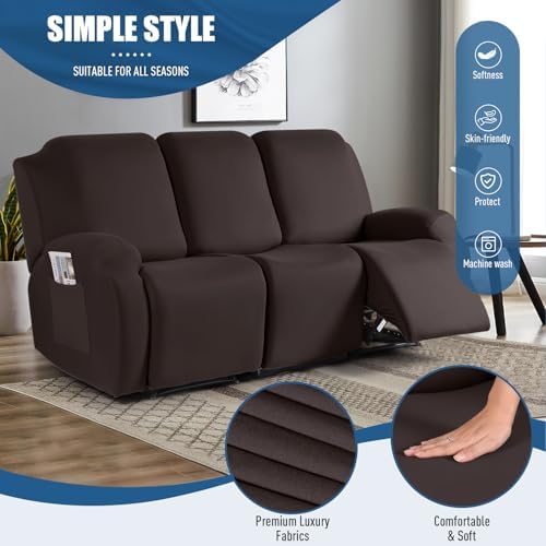 TAOCOCO Recliner Sofa Slipcover, 3 Pieces Polyester Fabric Stretch Sofa Covers - Image 2