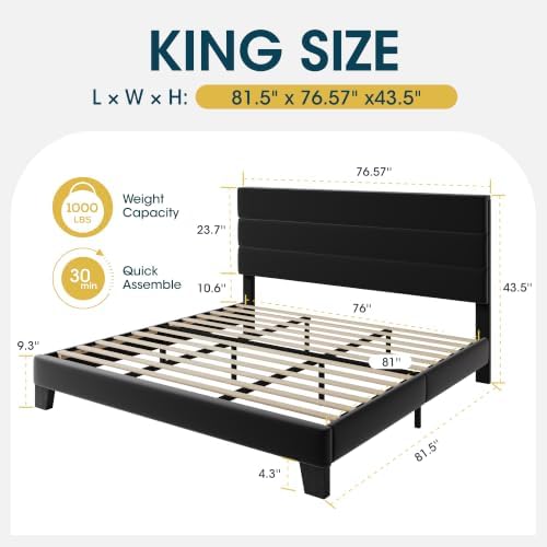 WEEWAY King Size Velvet Bed Frame - Image 2
