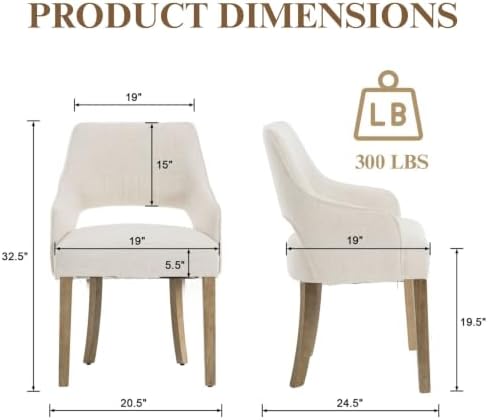 Linen Upholstered Dining Chairs Set of 6 - Image 2