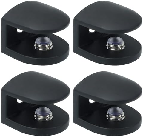 Alise Glass Shelf Brackets Black, Wall Clamps by Alise