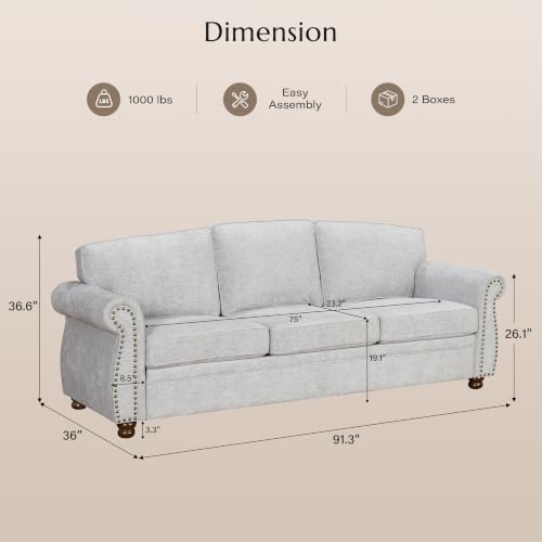 Traditional Chenille Couch Sofas - Image 2