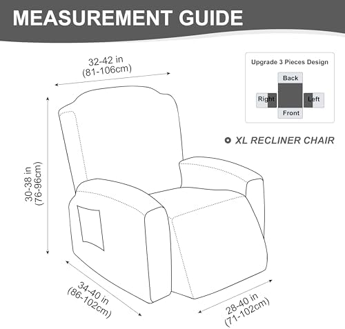 Genina Waterproof Recliner Chair Cover, XL-1 Seat Couch Cover, Light Blue - Image 3