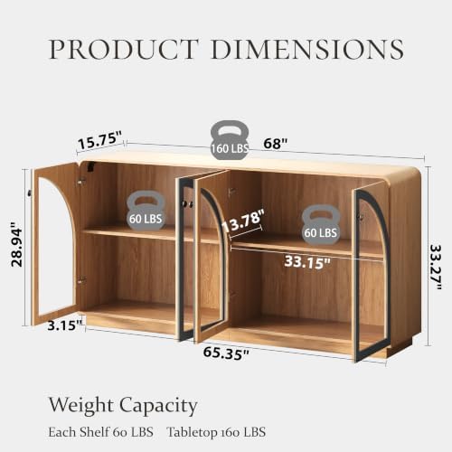 Sideboard Buffet Cabinet with Storage, Modern Coffee Bar Liquor Cabinet w/2 - Image 2