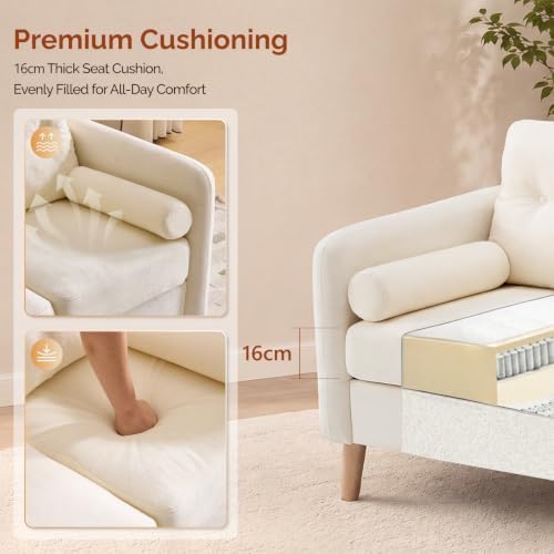 VINGLI 47" Beige 2 Seater Chenille Sofa - Image 3