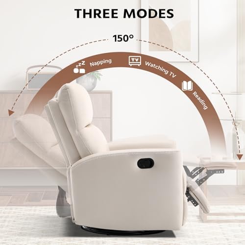 HAOMARKETS Swivel Rocker Recliner Chair Set of 2, Manual Fabric Glider Rocking - Image 3