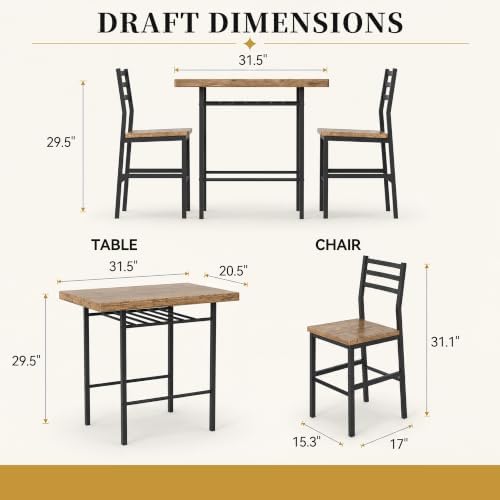 Shahoo 3-Piece Dining Table Set - Image 7