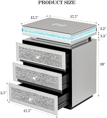 IKIFLY Mirrored Nightstand - Image 2