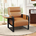 Brown Accent Chair PU Leather Upholstered Armchair by lightupyourlife