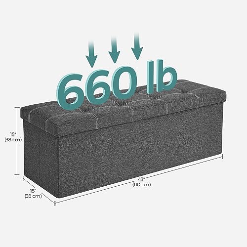 SONGMICS Ottoman Storage Bench, 35 Gal. Folding Chest, Holds 660 lb - Image 3