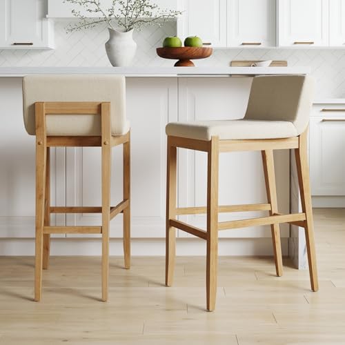 Nathan James Gracie Modern Upholstered Bar Stool, Wooden Bar Stool by Unknown
