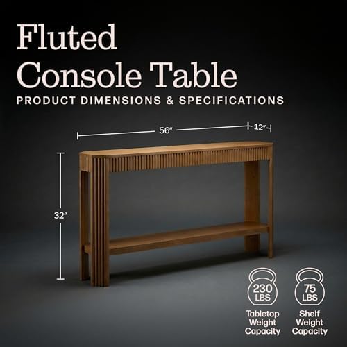 Alaterre Furniture Fluted Solid Wood Console Table - Image 2