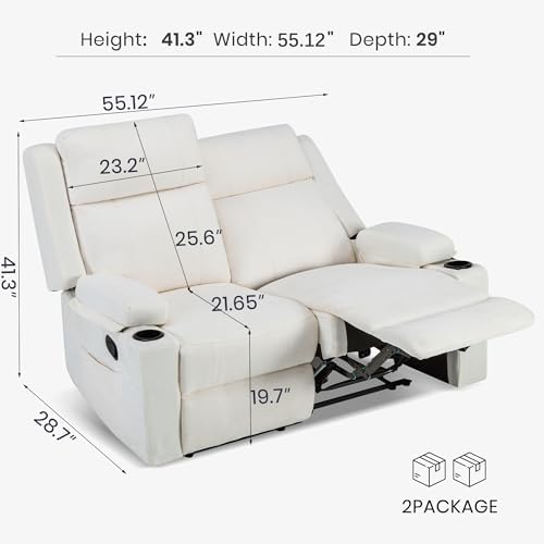 55" RV Loveseat Recliner – Space-Saving Double Reclining RV Sofa, Compact - Image 2