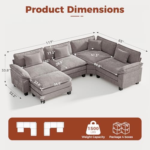 CDCASA 117" Oversized Modular Sectional Sofa - Image 2