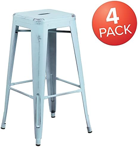 Flash Furniture 30 in Metal Indoor/Outdoor Backless Barstool - Image 4