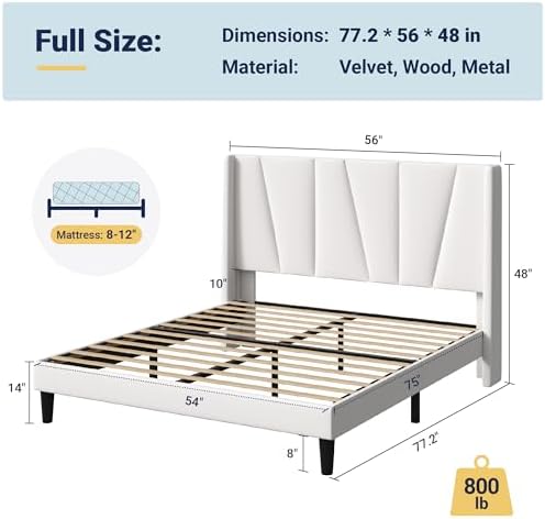 Allewie Full Size Platform Velvet Bed Frame - Image 2