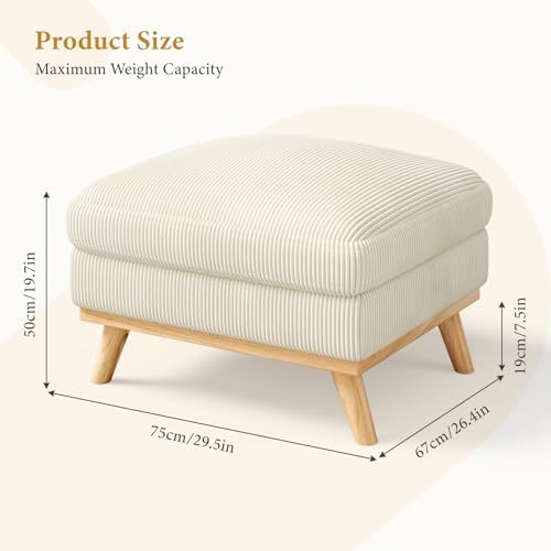 Vesgantti Large Ottoman for Modular Sofa, 29.5" Corduroy Pouf Ottoman - Image 2