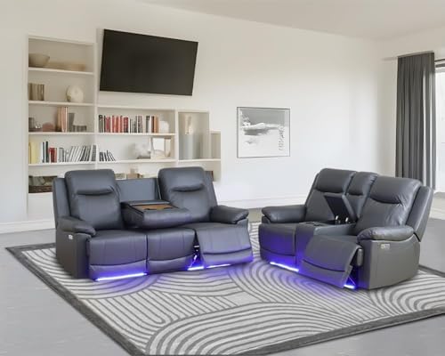 Air Leather Power Recliner Sofa Set - Image 6