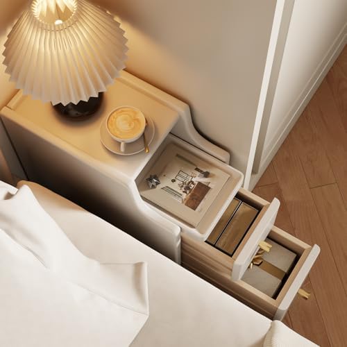 AQIMUELE Small Nightstand with Drawers, Solid Wood Narrow Bedside Table - Image 3