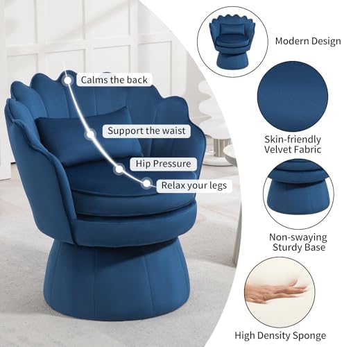 ZJhome 360° Swivel Accent Chair, Mid-Century Modern Velvet Barrel Chair - Image 5