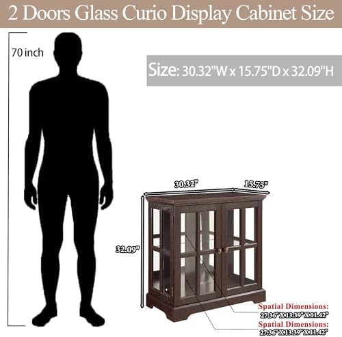 30" Glass Curio Display Storage Cabinet - Image 2