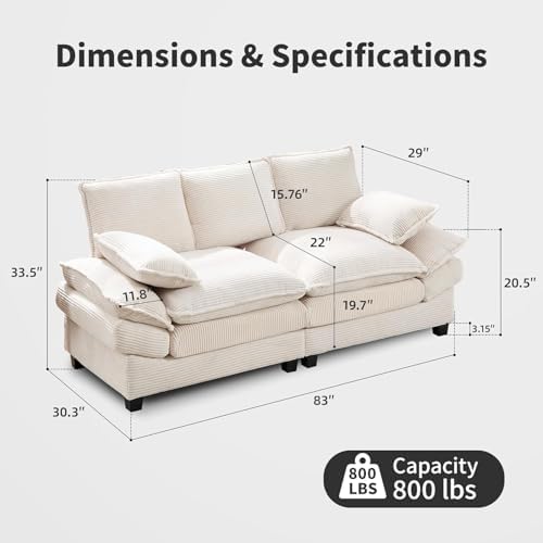 Opiesit 83" Loveseat Couch, Modern 2-Seat Sofa - Image 2