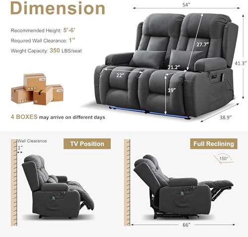 URRED Power Loveseat Recliner Sofa - Image 3