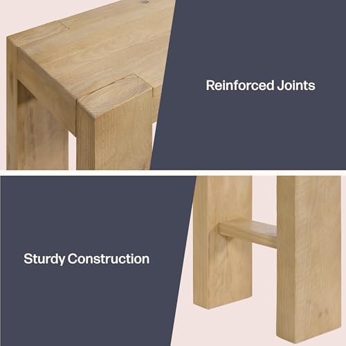 Alaterre Classic Solid Wood Entryway Console Table, Light Oak, 56 Inch - Image 4