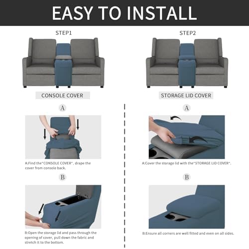 Easy-Going 2-Piece Recliner Console Cover Bluestone - Image 5