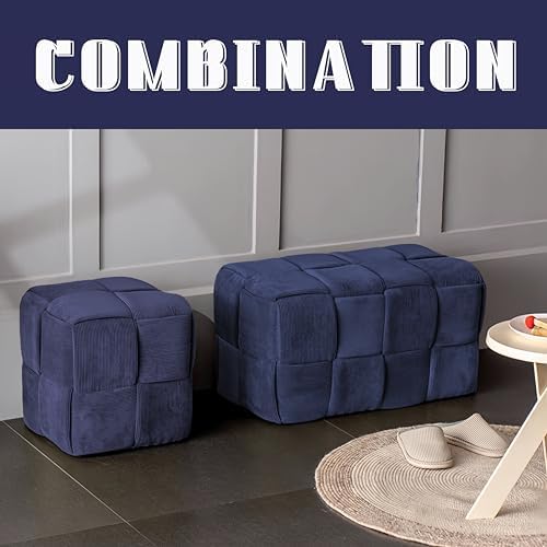 Cmishe 28" Rectangular Woven Corduroy Ottoman Footrest - Image 4