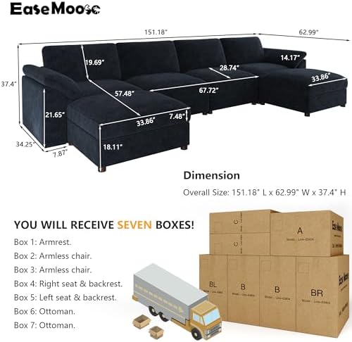 EASE MOOSE Oversized Modular Sectional Sofa, Extra Large U Shape Sectional - Image 2