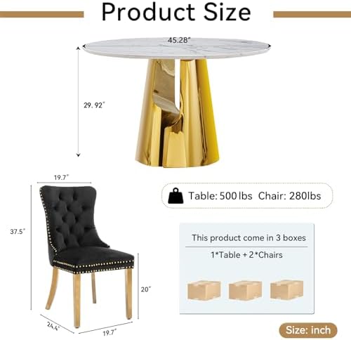 45” Round Dining Table Set For 2, Kitchen Table - Image 6