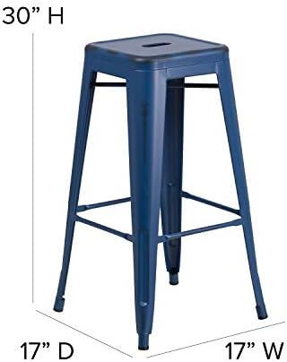 Flash Furniture Kai Commercial Grade 4 Pack 30" High Backless Distressed - Image 3
