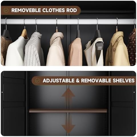 Letaya Metal Armoire Wardrobe Closet - Image 4