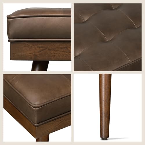 Poly & BARK 55" Tufted Leather Bed Bench - Image 6
