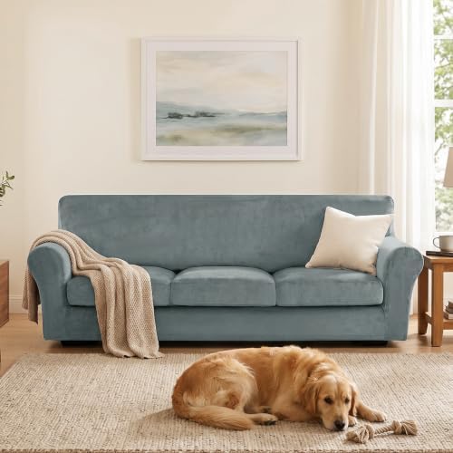 XINEAGE 4-Piece Velvet Oversize Sofa Cover, Couch Covers - Image 4