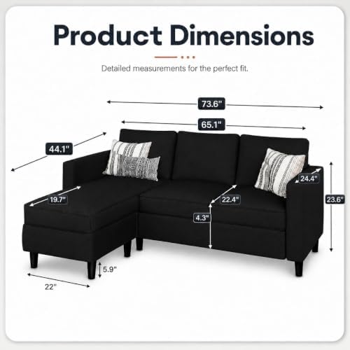 Nuturelly 73.6" L-Shaped Small Sectional Sofa - Image 2