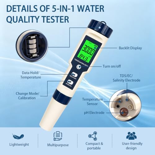 Pool Salt Tester & PH Meter, Digital Water Quality Tester - Image 2