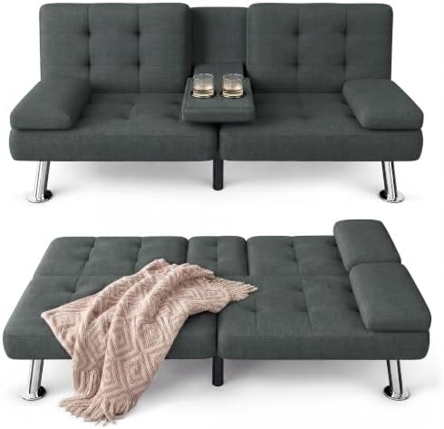 Furmax Linen Futon Sofa Bed, Adjustable Futon Couch by Furmax