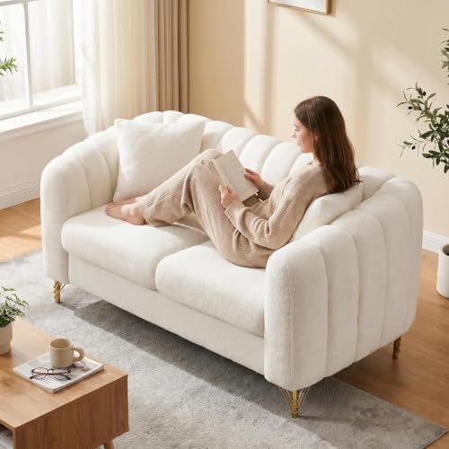 61.5" Oversized Modern Loveseat Sofa, Teddy Tufted Couch - Image 6