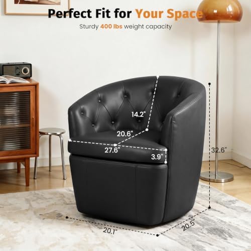 Couchus 360° Swivel Accent Chair, Button-Tufted Barrel Chair - Image 2