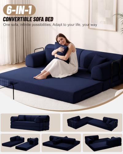 78.8" Convertible Sofa Bed, High Back Boneless Couch - Image 3