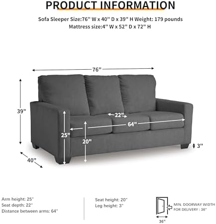 Signature Design by Ashley Full Size Sleeper Sofa Couch - Image 3