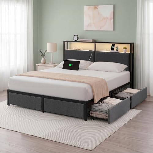 Zinus Michael Upholstered Platform Bed Frame, Four Underbed Drawers by ZinusInc