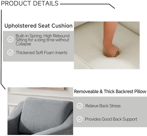 Swivel Accent Chair, Chenille Upholstered Armchair - Image 7