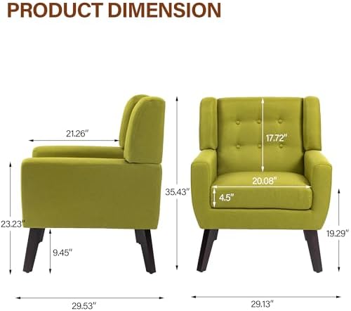 Accent Chair, Upholstered Armchair in Linen - Image 2