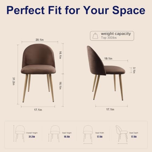 Big Dining Room Chairs Set of 2, Velvet Modern Kitchen Chairs - Image 2