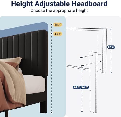 Allewie Twin Bed Frame, Velvet Upholstered Platform Bed - Image 6