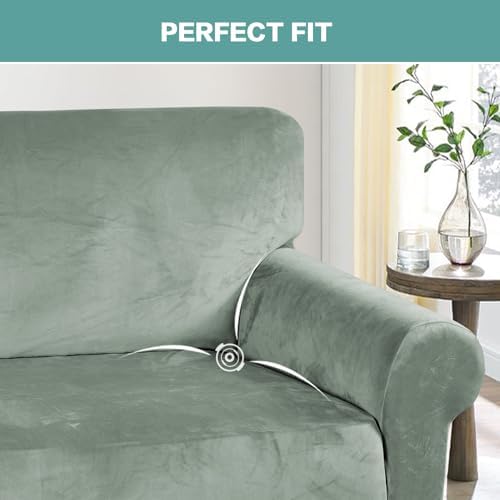 Turquoize Stretch Velvet Chair Cover Sofa Chair Covers - Image 4