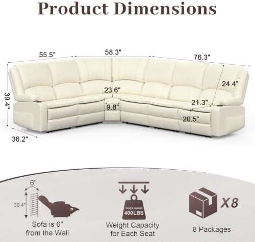 6 Seater Reclining Sofa Set, Modern Living Room Couch Set - Image 2